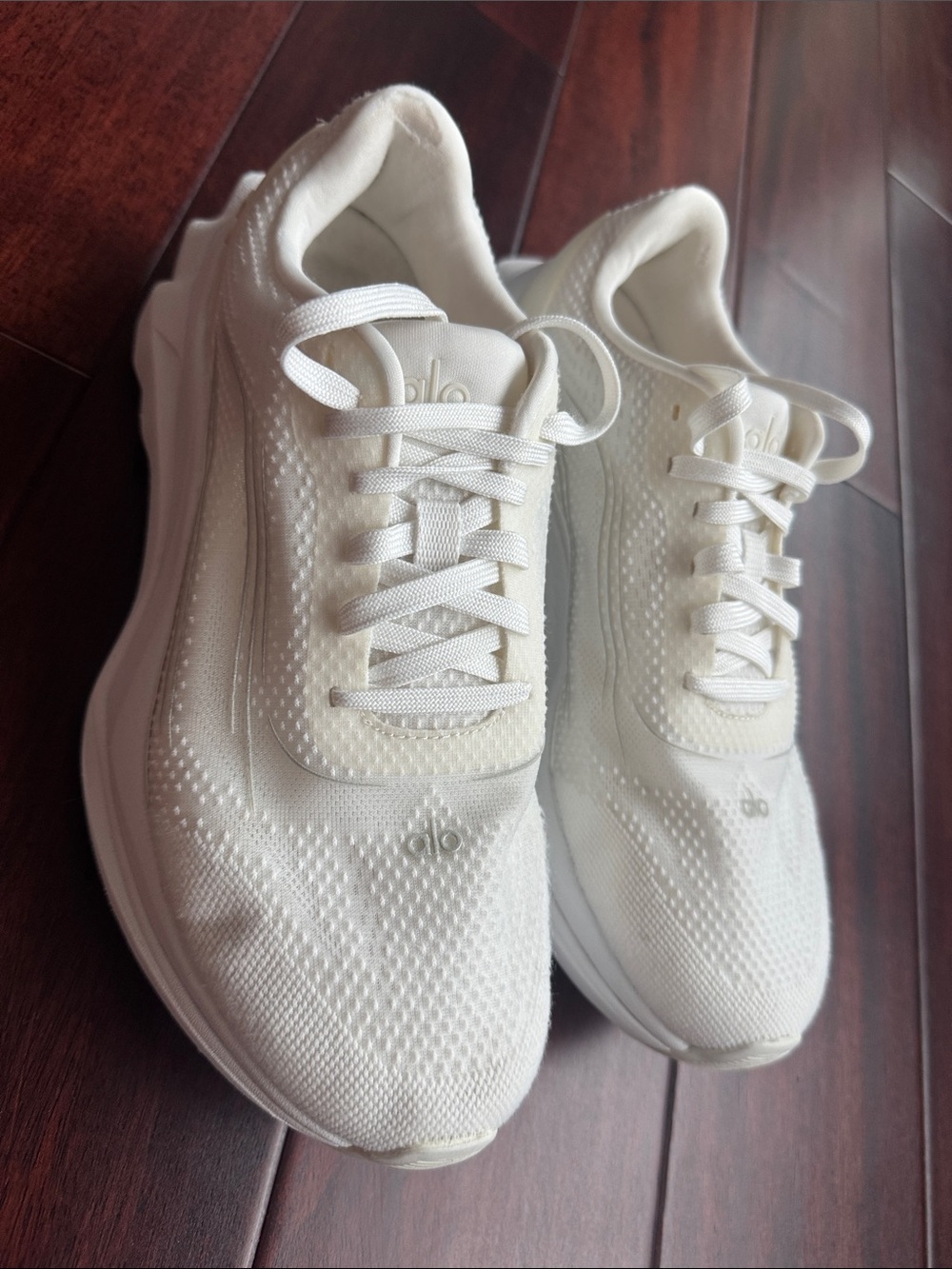 ALO Yoga White Knit Lace-Up Sneakers - Picture 2 of 4